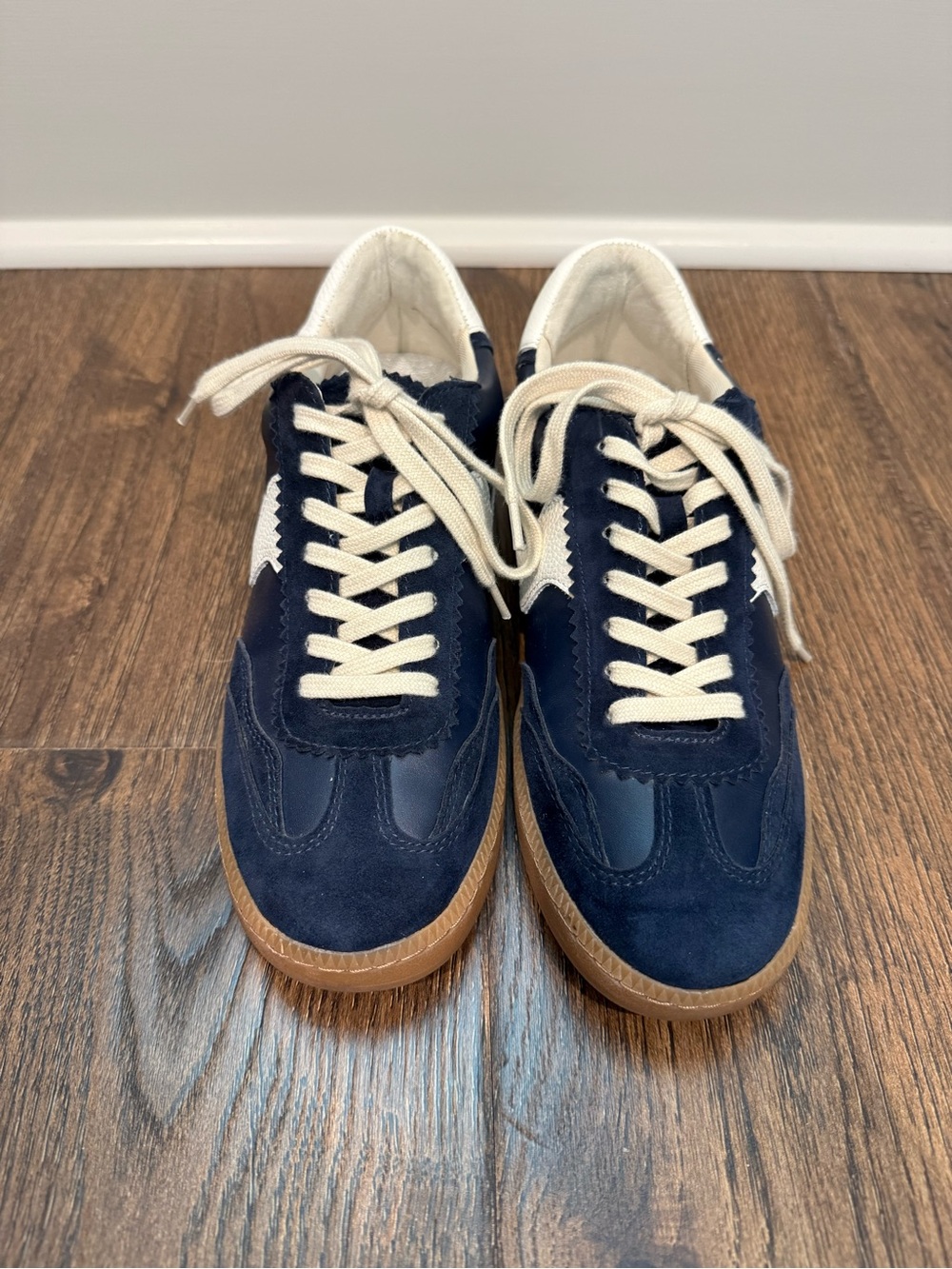 Dolce Vita Navy Suede & Leather Sneakers with Gum Sole